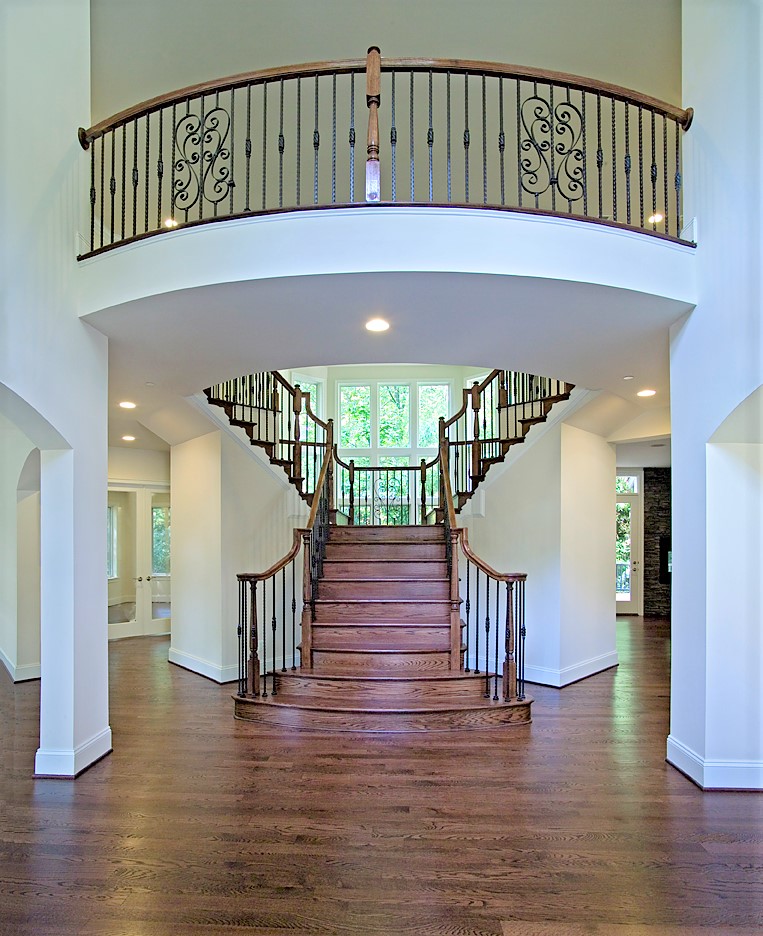 Foyer staircase center view Lightened | Stanley Martin Custom Homes